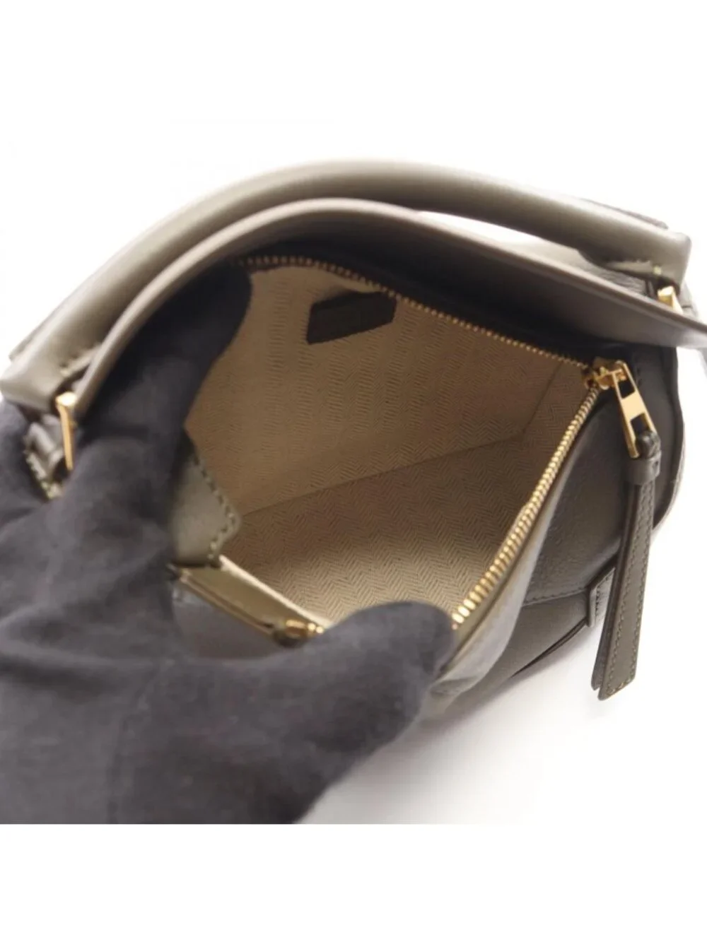 Loewe Handbag Puzzle Edge Mini 2-Way Dark Khaki Leather